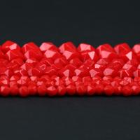 Jade Red Bead, Round, polished, Star Cut Faceted & DIY red Approx 15 Inch 