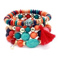 Wrap Bracelets, Synthetic Turquoise, with Czech Rhinestone & Zinc Alloy & Acrylic, Unisex 8mm,10mm,12mm, 10-40mm Approx 7.09 Inch 