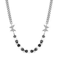 Collier de perles en plastique, 314 acier inoxydable, avec Des billes de verre & perle de plastique, avec 1.96inch chaînes de rallonge, papillon, bijoux de mode & unisexe Environ 21.2 pouce, Vendu par PC