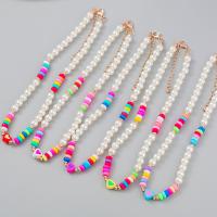 Collier de perles en plastique, alliage de zinc, avec résine & perle de plastique, avec 3.22inch chaînes de rallonge, bijoux de mode & pour femme, plus de couleurs à choisir Environ 15.62 pouce, Vendu par PC