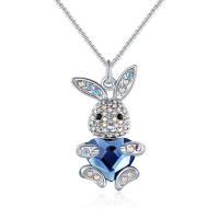 Austrian Crystal Necklace, Zinc Alloy, with Austrian Crystal, Rabbit, for woman & with rhinestone, mixed colors Approx 55 cm 