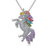 Rhinestone Zinc Alloy Necklace, Unicorn, plated, for woman & with rhinestone cm 