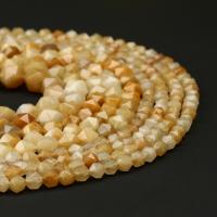 perles en Jade jaune, jaune de jade, Rond, poli, Surface de coupe de l'étoile & DIY & normes différentes pour le choix Environ 14.96 pouce, Vendu par brin