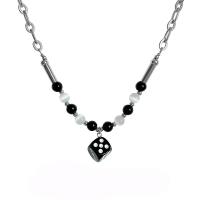 Cats Eye Necklace, 314 Stainless Steel, with Cats Eye & Resin, with 1.96inch extender chain, Dice, fashion jewelry & Unisex Approx 17.7 Inch 