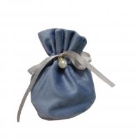 Velour Drawstring Bag, with Plastic Pearl 