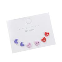 Zinc Alloy Stud Earring Set, Heart, stoving varnish, three pieces & for woman, 10mm 