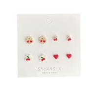 Zinc Alloy Stud Earring Set, with Plastic Pearl, 4 pieces & fashion jewelry & for woman, 10mm 