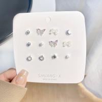 Zinc Alloy Stud Earring Set, with Plastic Pearl, 6 pieces & fashion jewelry & for woman, 10mm 
