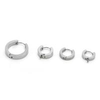 Stainless Steel Hoop Earring Component, 304 Stainless Steel, Round, machine polished, fashion jewelry & DIY & Unisex original color 