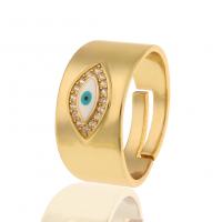 Cubic Zirconia Micro Pave Brass Finger Ring, Evil Eye, gold color plated, micro pave cubic zirconia & for woman & enamel 20mm 