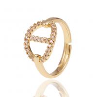 Brass Open Finger Ring, gold color plated, micro pave cubic zirconia & for woman, golden, 22mm 