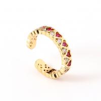 Brass Cuff Finger Ring, gold color plated, micro pave cubic zirconia & for woman, golden, 22mm 