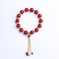 Bracelets Agate en rouge, agate rouge, avec laiton, bijoux de mode & pour femme, 10mm Environ 5.51-6.3 pouce, Vendu par brin