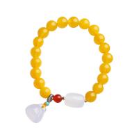 Yellow Agate Bracelet, with White Chalcedony & turquoise & Red Agate, fashion jewelry & for woman, 8mm Approx 5.51-6.3 Inch 
