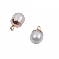 Freshwater Pearl Pendants, with Zinc Alloy, white 