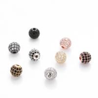 Perles zircon Micro Pave cubes, laiton, Rond, Placage de couleur d'or, DIY & pavé de micro zircon, plus de couleurs à choisir, 8mm, Vendu par PC