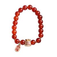 Bracelets Agate en rouge, agate rouge, avec laiton, bijoux de mode & pour femme, 8mm Environ 5.51-6.3 pouce, Vendu par brin