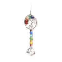 Hanging Ornaments, Gemstone, with brass wire & Crystal, plated, Unisex mixed colors .29 Inch 