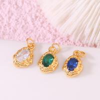 Cubic Zirconia Brass Pendants, with Cubic Zirconia, irregular, gold color plated, for woman 