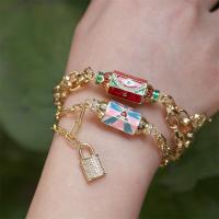 Bracelets Brass Enamel, laiton, bijoux de mode & styles différents pour le choix & pavé de micro zircon & pour femme & émail Environ 6.3-8.67 pouce, Vendu par PC