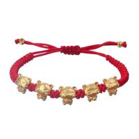 Fashion Zinc Alloy Bracelets, with Polyester Cord, Vacuum Ion Plating, Adjustable & for woman, red Approx 7.28 Inch 