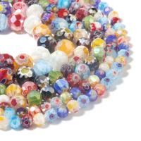 Millefiori Scheibe Lampwork Perlen, Kunstdruck, DIY & facettierte, gemischte Farben, Länge:ca. 38 cm, verkauft von Strang