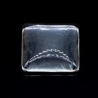 Transparent Glass Cabochon, Rectangle, plated, white, 25mm 
