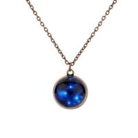Glass Zinc Alloy Necklace, with Zinc Alloy, with 5 extender chain, Round, plated, Unisex .08 Inch 