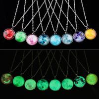 Luminated Necklace, Glass, with Zinc Alloy, with 5 extender chain, Round, plated, for woman Approx 23.62 Inch 