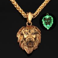 Подсвеченные Ожерелье, цинковый сплав, с 5 наполнитель цепи, Лев, плакирован золотом, Мужский, Золотой длина:Приблизительно 26.77 дюймовый, продается PC