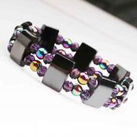 Hematite Bracelets, with Crystal, Unisex & faceted, mixed colors Approx 9.06 Inch 