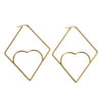Stainless Steel Hoop Earring, 304 Stainless Steel, 18K gold plated, fashion jewelry & for woman, golden, 40*40mm,55*55mm 