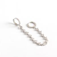 Sterling Silver Huggie Hoop Earring, 925 Sterling Silver, plated, for woman & with rhinestone 