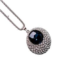 Rhinestone Zinc Alloy Necklace, fashion jewelry & for woman & with rhinestone, blue cm 