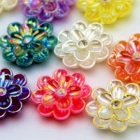 Perles strass résine, fleur, DIY & facettes & avec strass, plus de couleurs à choisir, 25mm, Environ Vendu par sac