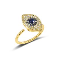 Brass Cuff Finger Ring, Round, plated, fashion jewelry & micro pave cubic zirconia & for woman 