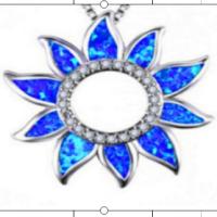 Copper Alloy Pendant, with Artificial Opal, Flower, mixed colors, 20-35mm 
