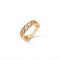 Brass Open Finger Ring, gold color plated, Adjustable & micro pave cubic zirconia & for woman 