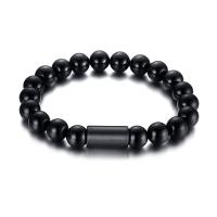 Black Agate Bracelets, 304 Stainless Steel, with Black Agate, fashion jewelry & for man, black, 15*8mm,8mm Approx 7.48 Inch 