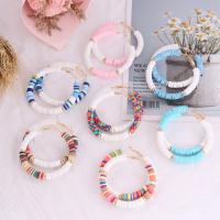 Polymer Clay Hoop Earring, with Zinc Alloy, fashion jewelry & for woman 60mm 