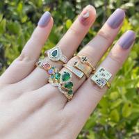Zircon pavent l'anneau en laiton de doigt, bijoux de mode & styles différents pour le choix & pavé de micro zircon & pour femme, 16mm, Vendu par PC