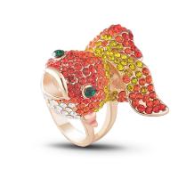 Rhinestone Zinc Alloy Finger Ring, Fish, fashion jewelry & for woman & with rhinestone 