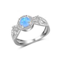 Cubic Zirconia Micro Pave Brass Finger Ring, with Artificial Opal, real silver plated, micro pave cubic zirconia & for woman, mixed colors, 17mm 