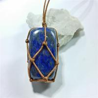 Natural Lapis Lazuli Pendants, with Wax Cord, blue, 2-3cm 