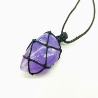 Pendentif Améthyste Février Birthstone, avec corde de cire, violet, 25-40mm, Vendu par PC