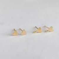 Gold Filled Earring Stud Component, Heart, 14K gold-filled, DIY golden, 3.5mm 