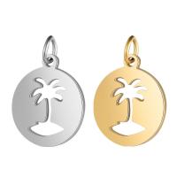 Stainless Steel Pendants, 201 Stainless Steel, Palm Tree, Vacuum Ion Plating, fashion jewelry & polished & DIY & Unisex 