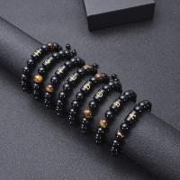 Bracelet obsidienne noire, avec Cordon de noeud & oeil de tigre, fait à la main, bijoux de mode & modèles différents pour le choix & pour femme, 10mm Environ 7-11.5 pouce, Vendu par PC