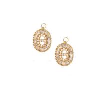 Cubic Zirconia Micro Pave Brass Earring, Round, gold color plated, DIY & micro pave cubic zirconia 