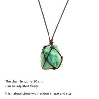 Green Fluorite Sweater Necklace, with Wax Cord, Unisex, mixed colors cm 
